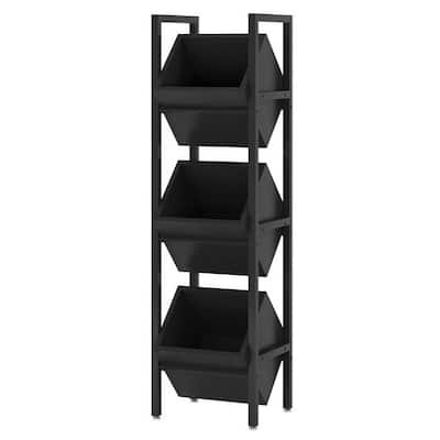 Metal Wine Rack 3-Bin Industrial Wine Bottle Stand Storage Shelf - 11.81''D x 14.56''W x 51.18''H