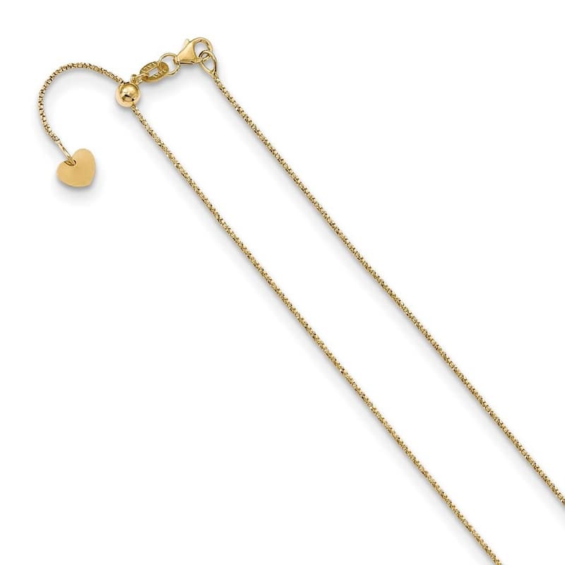 Curata 14k Gold 0.9mm Diamond-Cut Twisted Box Adjustable Chain Necklace (22") (WG or YG)