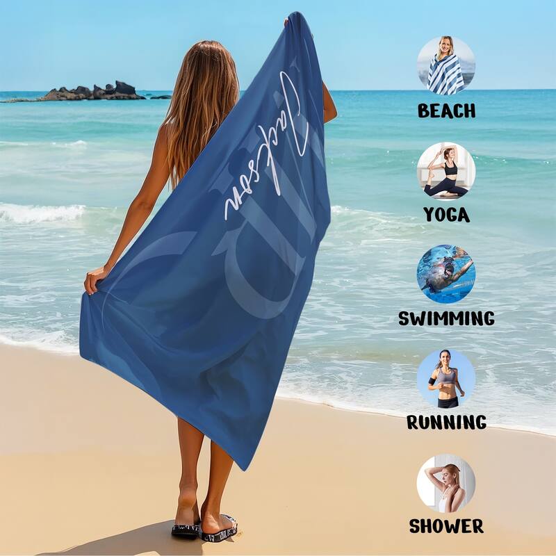 Personalized Beach Towel, Custom MR & MRS Beach Towel with Name, Honeymoons Gift for Lover