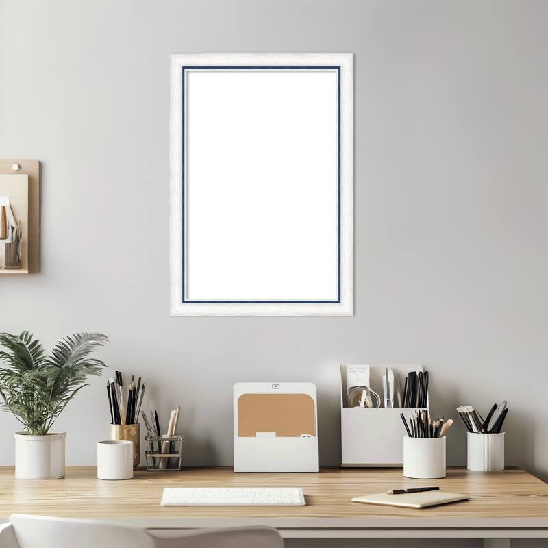 Amanti Art Morgan White Blue Framed Dry Erase Magnetic Board