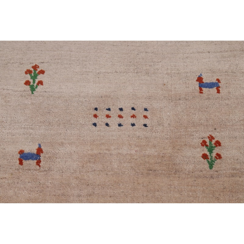 Little Animals Design Gabbeh Indian Foyer Rug Handmade Silk Carpet - 3'0"x 4'11"