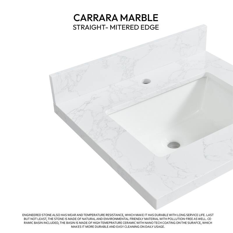 Miseno MVT-MALA25 Malaga 25" Stone Vanity Top with Backsplash and