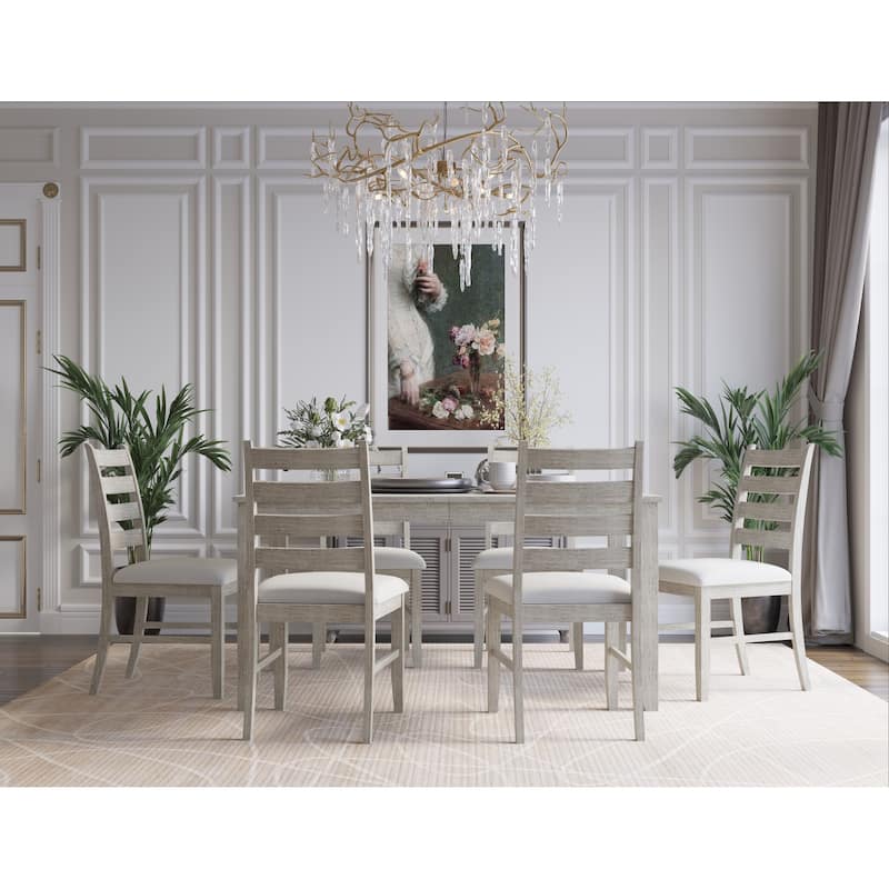 Cindy 7-pieces Dining Table and Chair - Table and 6 Chairs - Antique Grey
