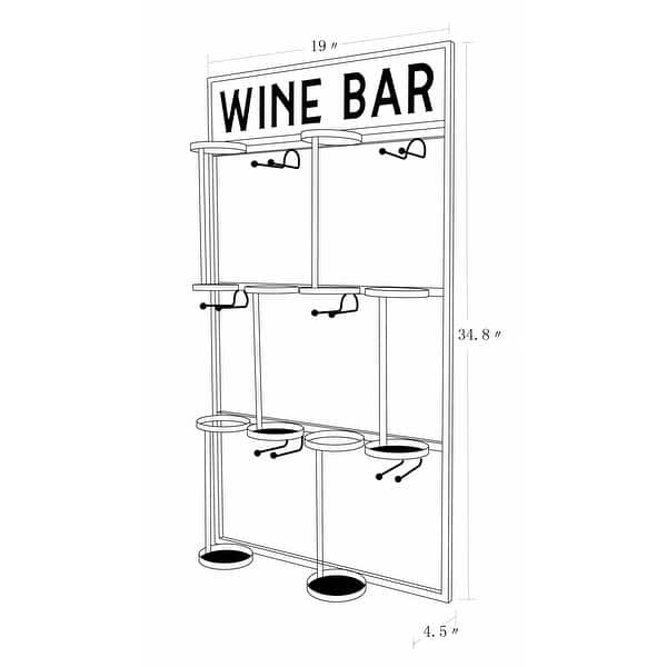 Wood and Metal Wall Mounted Wine Bottle and Glass Rack