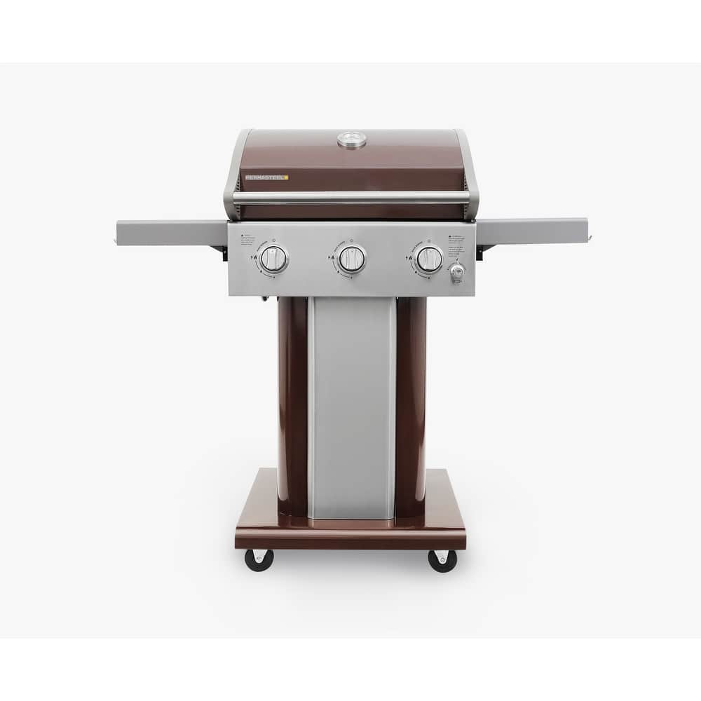 Permasteel 3-Burner Propane Gas Grill with Foldable Side Shelves