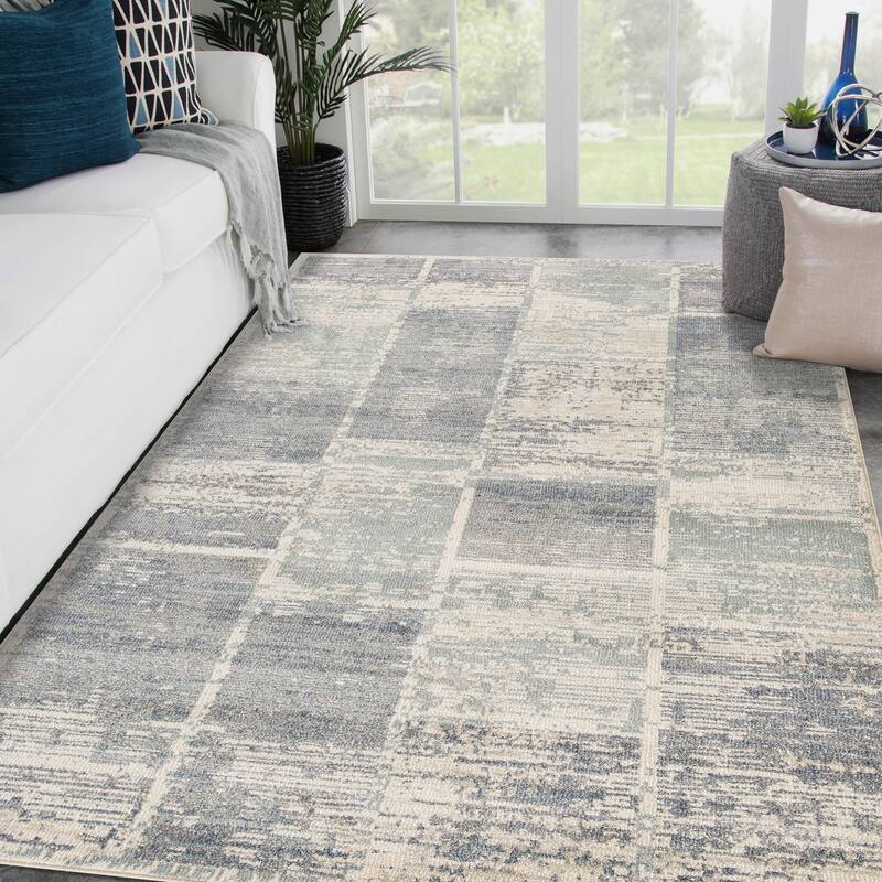 Julia Aly Modern Geometric Area Rug - 9'2" x 12'2" - Blue/Gray