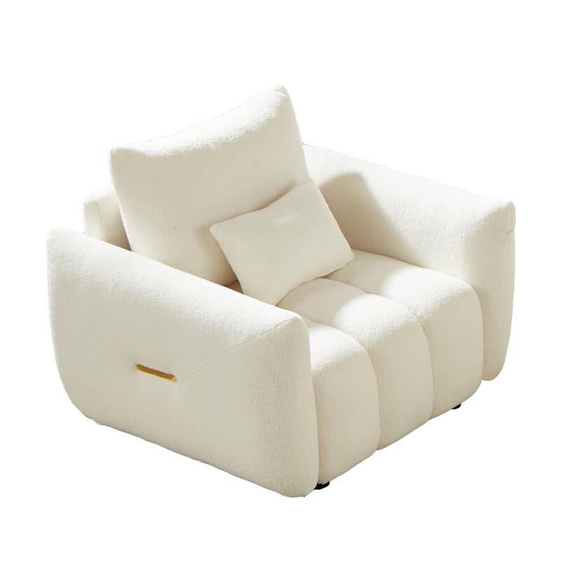 Teddy Fleece Accent Lounge Chair with One Pillow for LIving Room