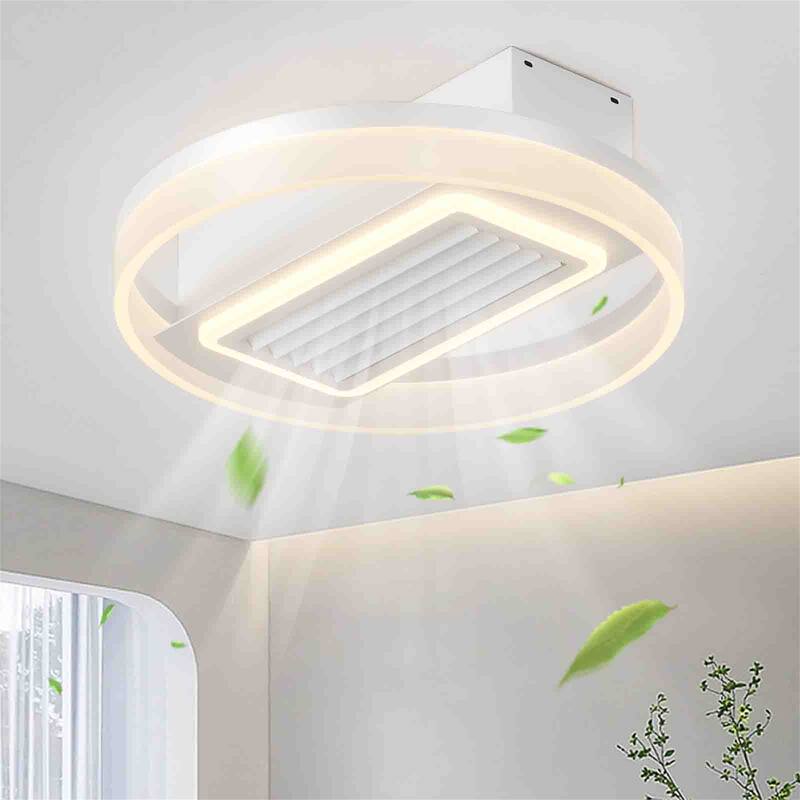 Bladeless Fan Lamp With Lights Dimmable LED - White