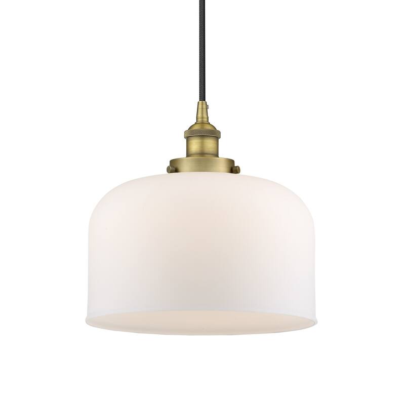 Innovations Lighting 616-1PH-12-12-L Bell Pendant Bell 12" Wide - Brushed Brass / Matte White
