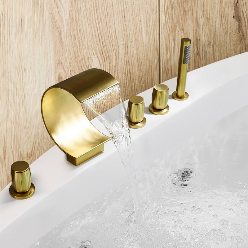 Altair Recea Triple Handle Deck-Mount Roman Tub Faucet with Diverter and Handshower