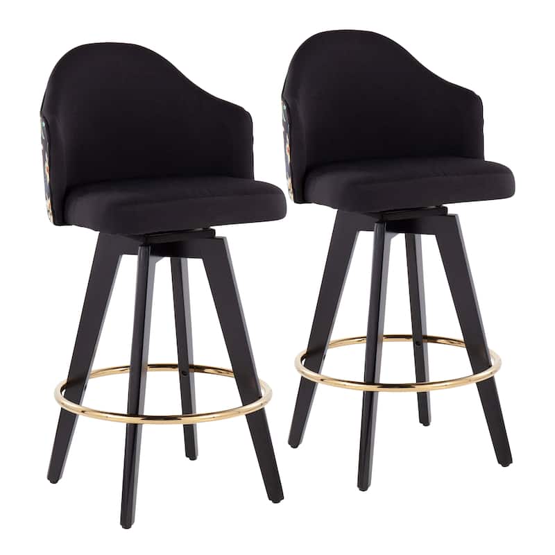 Carson Carrington Valsatra 26" Upholstered Counter Stool with Black Wood Base (Set of 2)