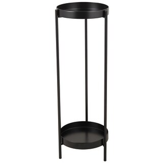 2 Tier Metal Round Plant Stand Plant Pot Rack in Black - Bed Bath ...