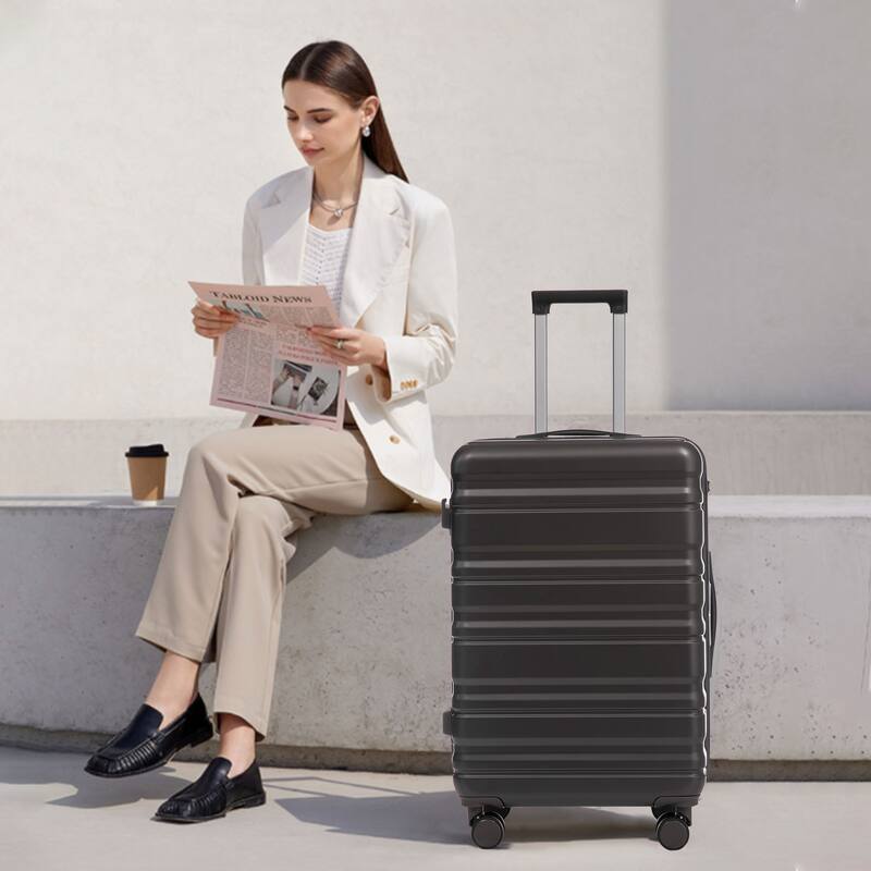 3 pcs/set in ABS Spinner Wheel Luggage, Carry on Suitcase, Matching Color, Combination Lock (Purple)