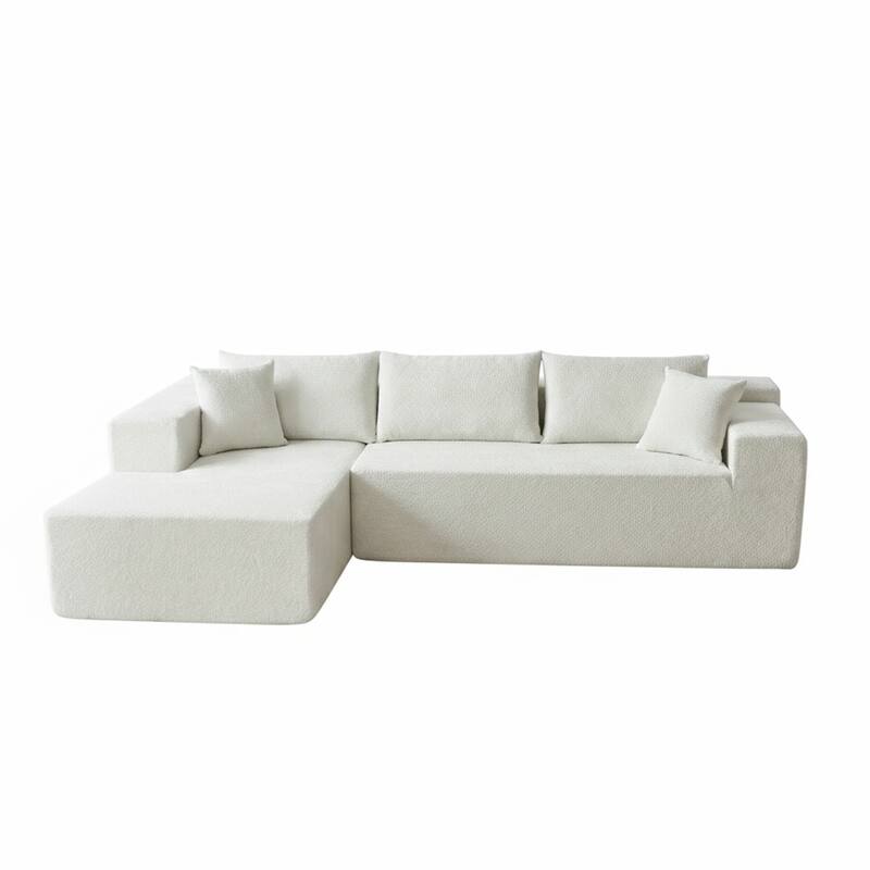103.54" L-Shaped Modern High-Density Sponge Velvet Modular Sectional Sofa with Chaise & Pillows