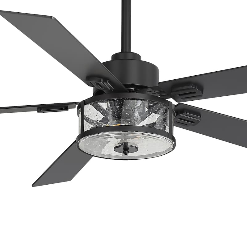56" Reversible 5-Blade Glass Shade Ceiling Fan Chandelier with Light and Remote
