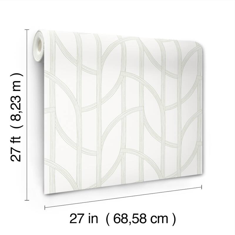 A-Street Prints Salvo Light Green Curved Contours Wallpaper