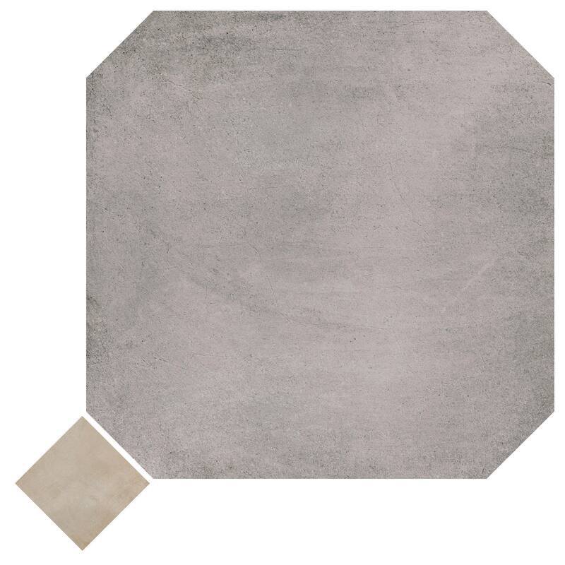 Merola Tile Laverton Octagon Gris with Taco Arena 7-7/8" x 7-7/8" Porcelain Floor and Wall Tile
