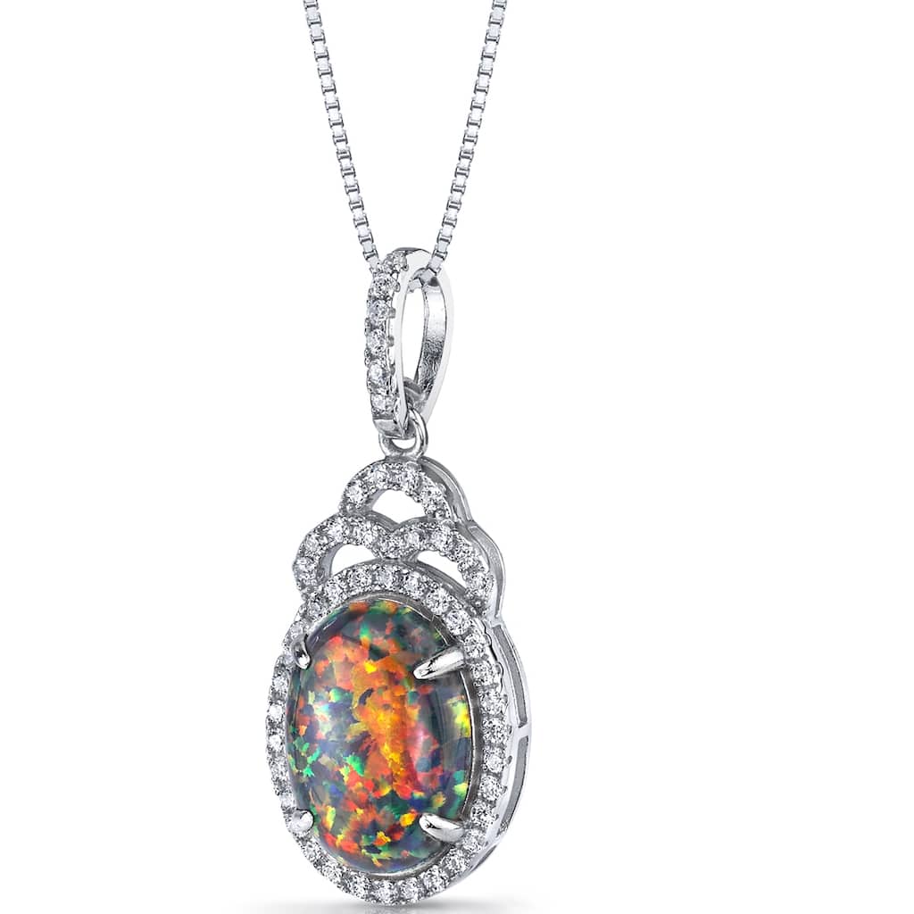 2.25 ct Black Opal Pendant in Sterling Silver