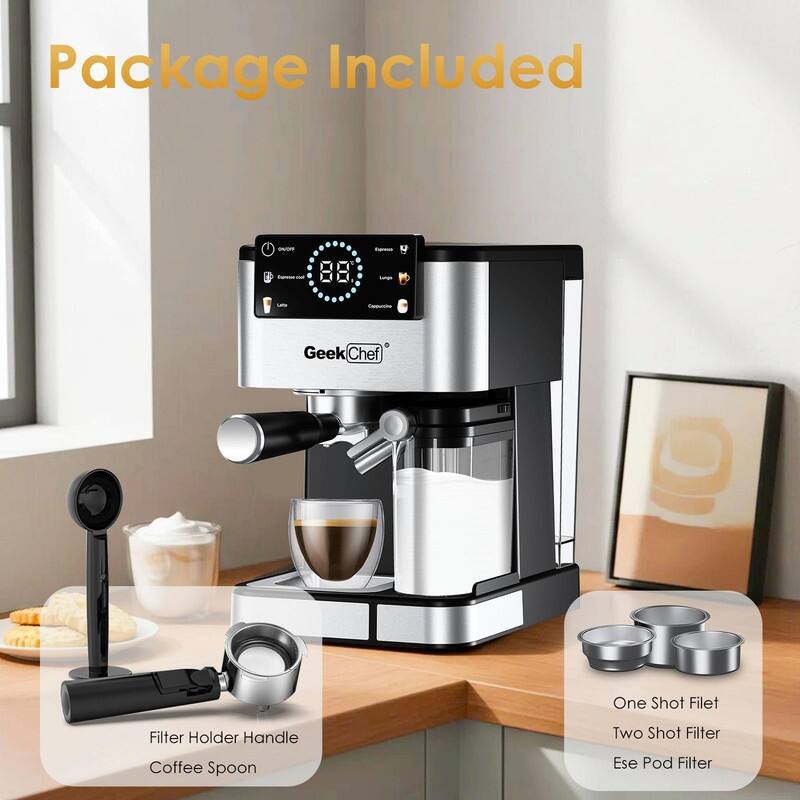 Espresso Machine for Home Barista, 20 Bar Coffee Maker with Automatic Milk Frother, Touchscreen, ESE Pod & Instant Heating