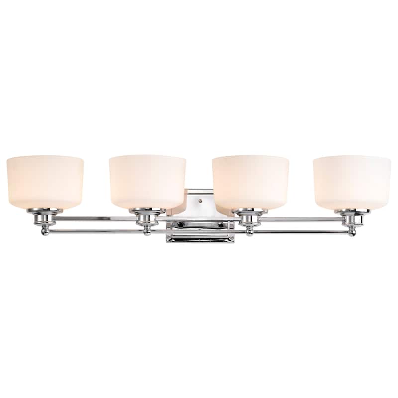 Soho - 4 Light Vanity - Polished Chrome Finish with Satin White Glass
