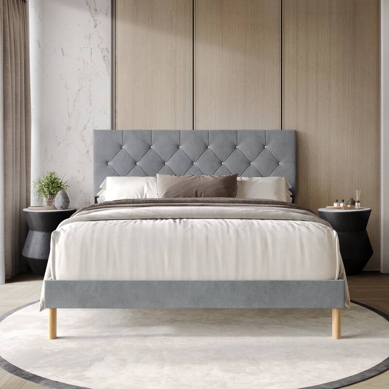 CraftPorch Elegant Velvet Upholstered Bed