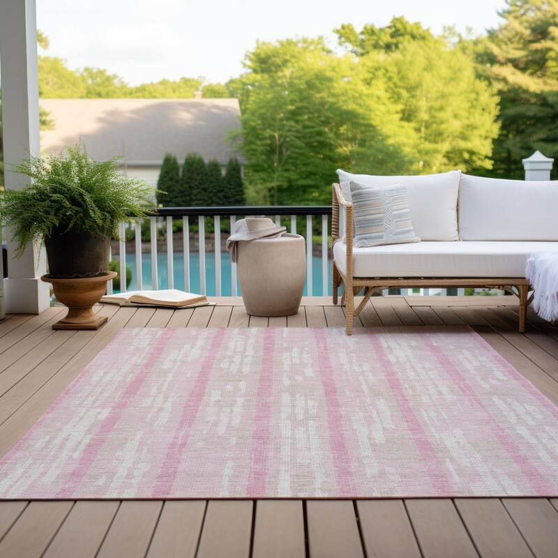 Machine Washable Indoor/ Outdoor Chantille Ombre Stripe Rug