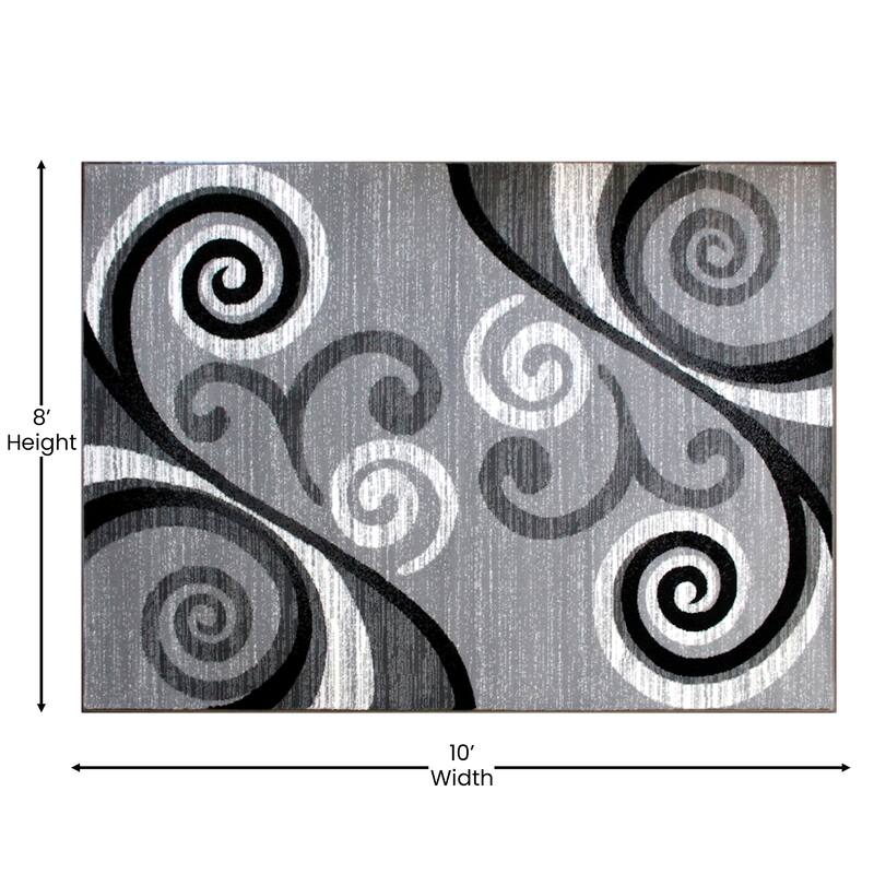 Modern Distressed Swirl Abstract Style Indoor Area Rug