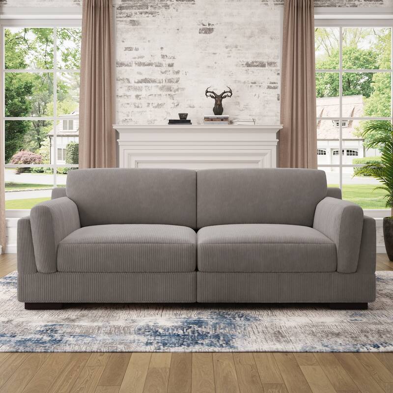 Modern 2 Seater Corduroy Arm Loveseat Sofa
