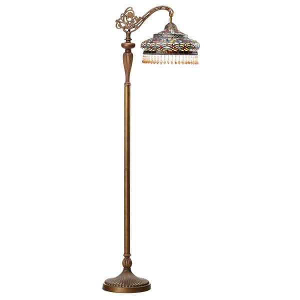 Parisian River of Goods Multi-Color Stained Glass Shade 59-Inch Floor Lamp - 17.5" x 12" x 59"