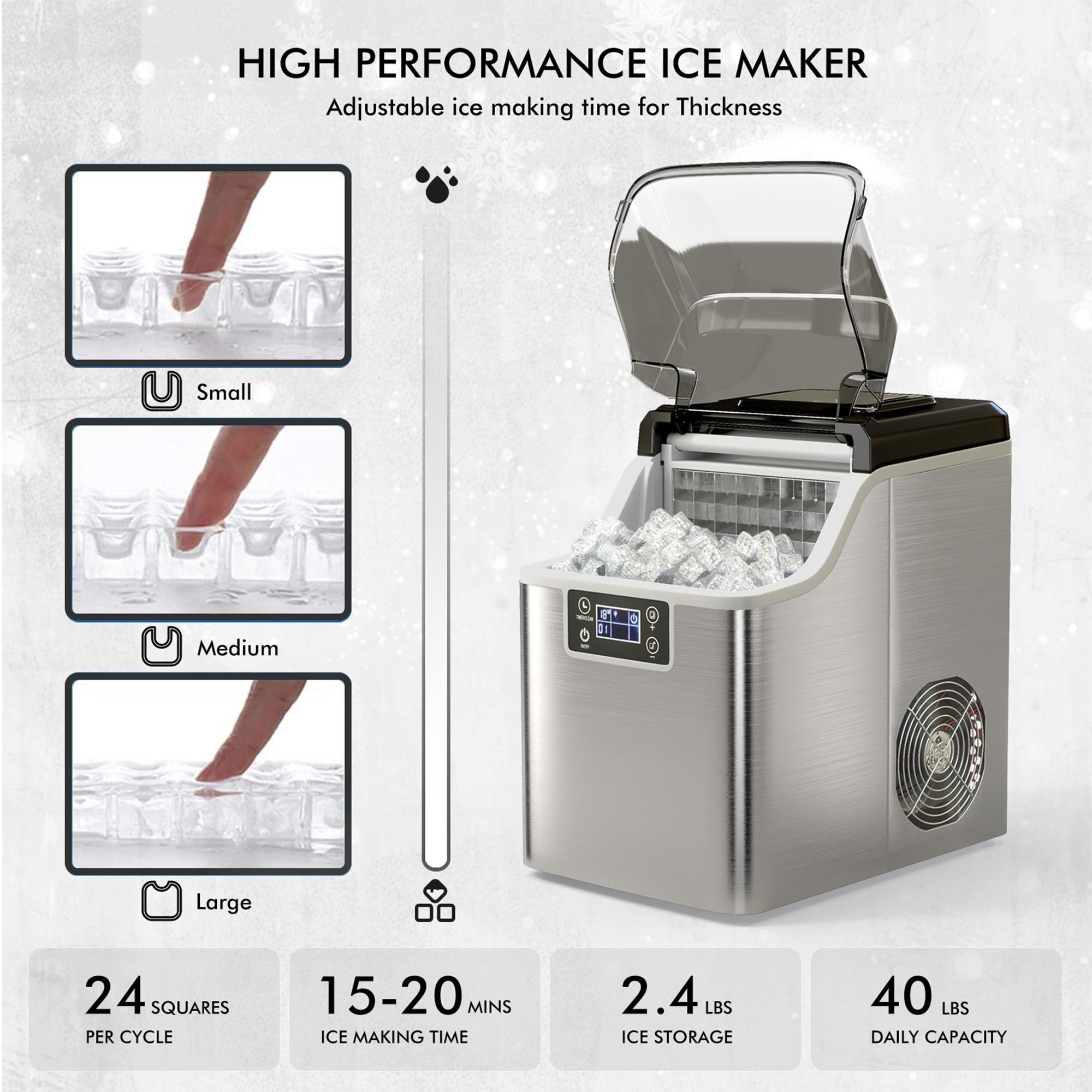 Euhomy Ice Maker Machine Countertop, 2 Ways to Add Water,45Lbs/Day 24 Pcs Ready