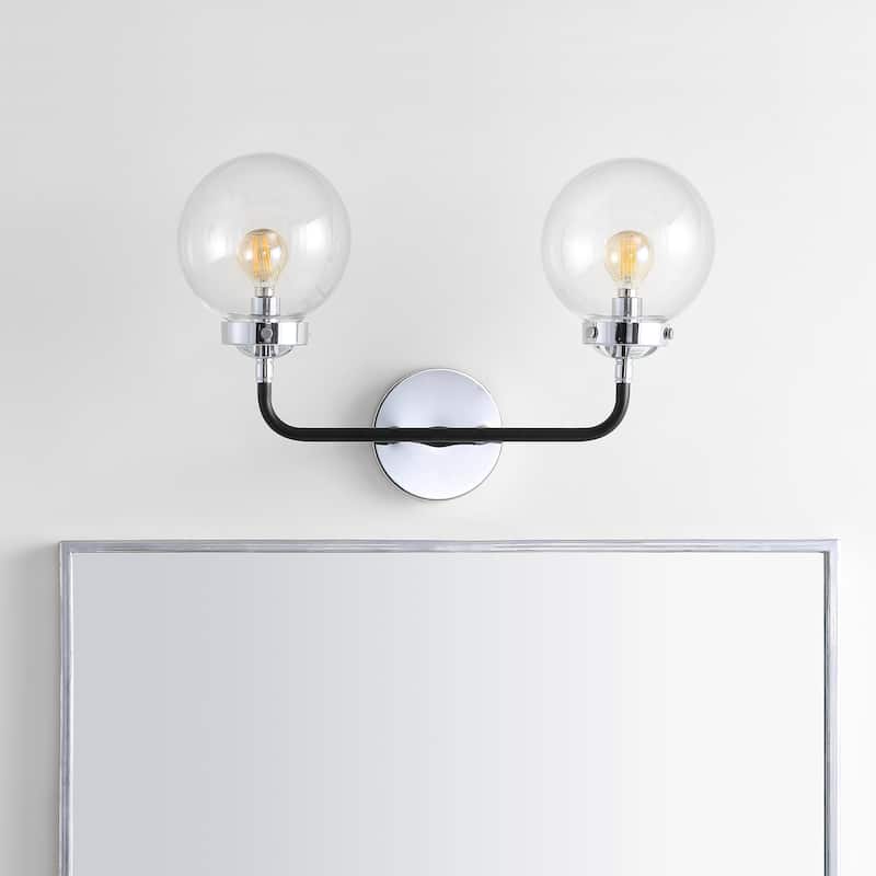 Bevin Contemporary Transitional Iron/Glass LED Vanity Light, by JONATHAN Y