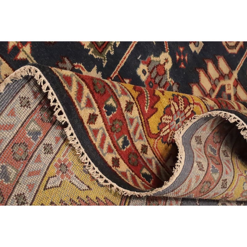 Hand Knotted Oriental 100% Wool Carpet Transitional All-Over Navy Blue & Blues Oushak Area Rug - 14' 11'' X 12' 0''