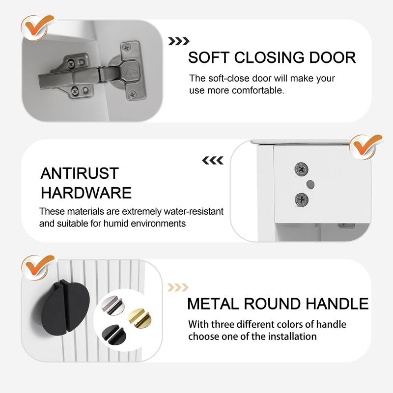 Modern Wall-Mounted Bathroom Vanity with Ceramic Sink, Soft-Close Doors, and 3 Pairs of Metal Handles for Customization