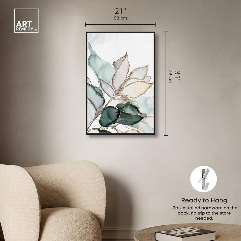 Pastel Leaves with Gold I Canvas by Art Remedy