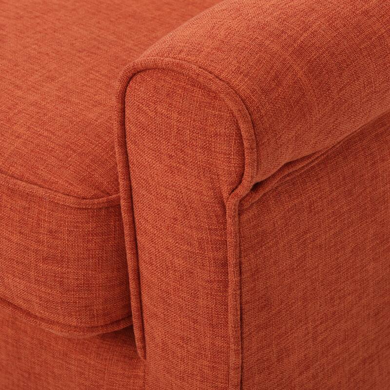 Orange Fabric Loveseat Minimalist Sofa Couch with Button Tufted, 2-Seater Sofa Couch with Rolled Armrests