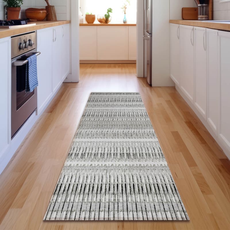 Premium Washable Super Soft Modern Stripe Mayfield Rug - Ivory - 2' 3" x 7' 6" - Runner