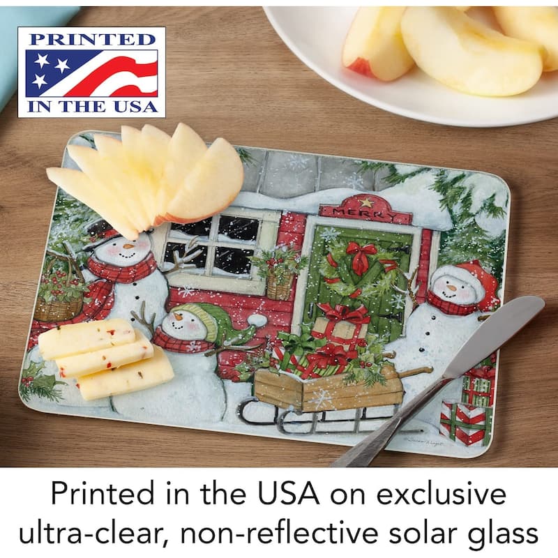 Snowman's Farmhouse 3mm Heat Tolerant Tempered Glass Cutting Board 10” x 8” Manufactured in the USA Dishwasher Safe