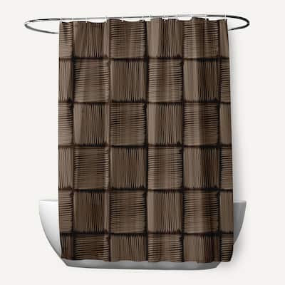Basketweave Geometric Print Shower Curtain (71 x 74)