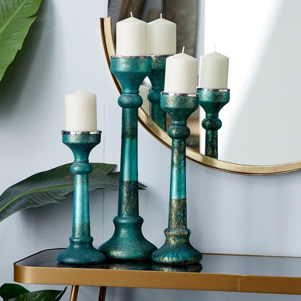 Glass Vintage Candle Holder Set Of 3 6 X 6 X 19 Overstock 32141518