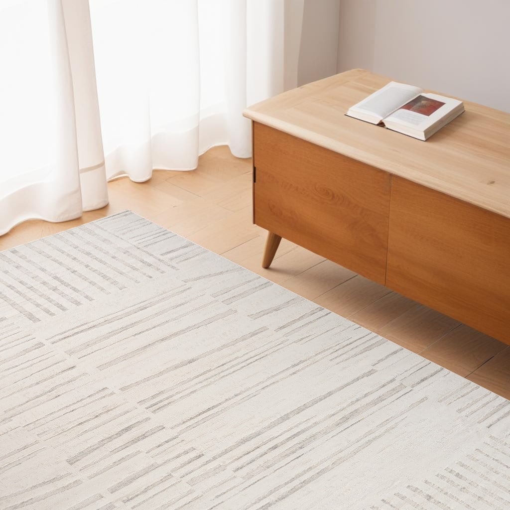 Bineb Distressed Geometric Modern Stain Resistant Woven Area Rug By HomeRoots