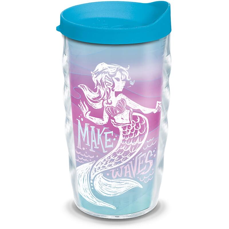 Tervis Mermaids Make Waves Made in USA Double Walled Insulated Travel Tumbler, Clear - 10oz Wavy - 10oz Wavy