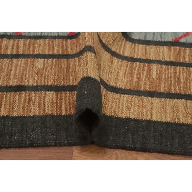 Hand Woven Oriental 100% Wool Carpet Southwestern Modern Brown Kilim Area Rug - 5' 11'' X 4' 4''