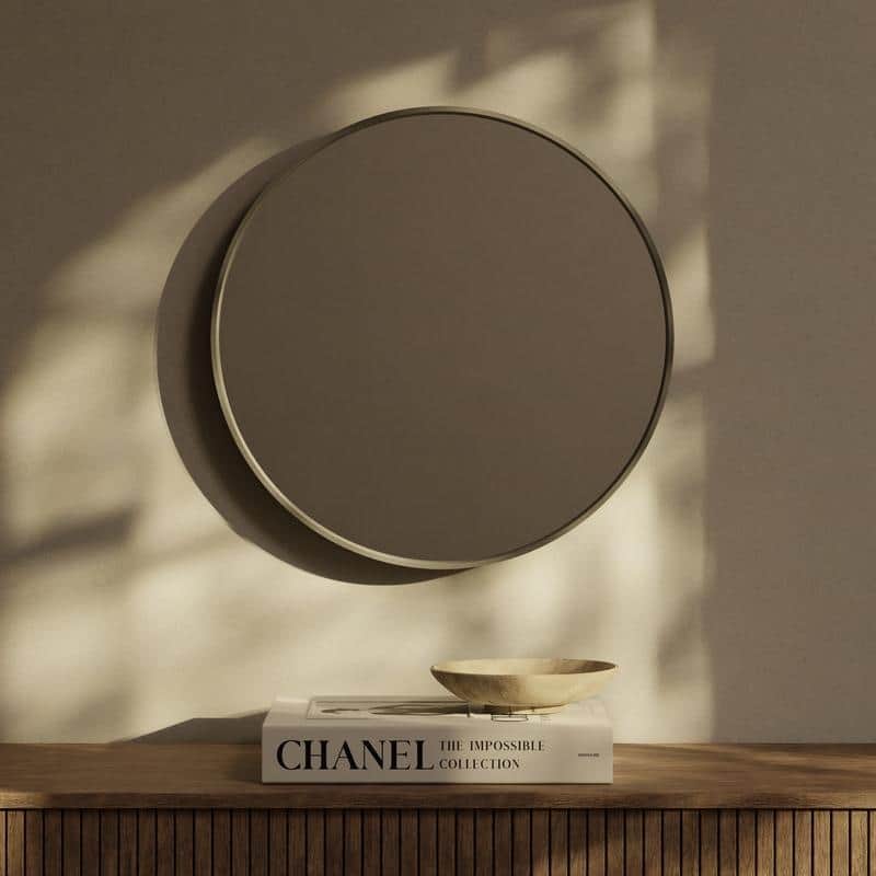 High Quality Wooden Frame Farmhouse Traditional Style Round Wall Mirror