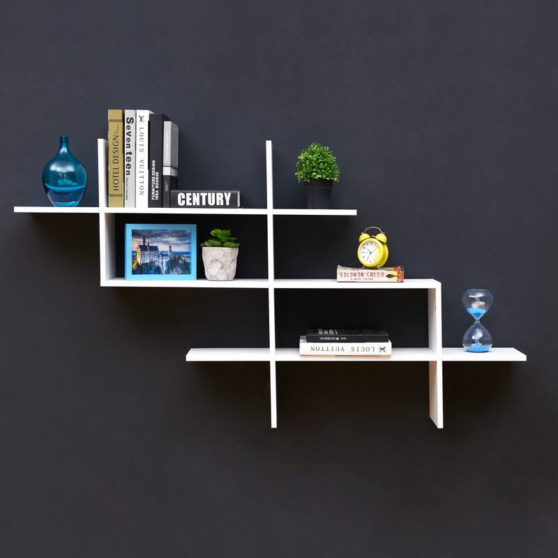 Danya B. 3-Tier Wall Mount Ladder Shelf with Criss Cross Design
