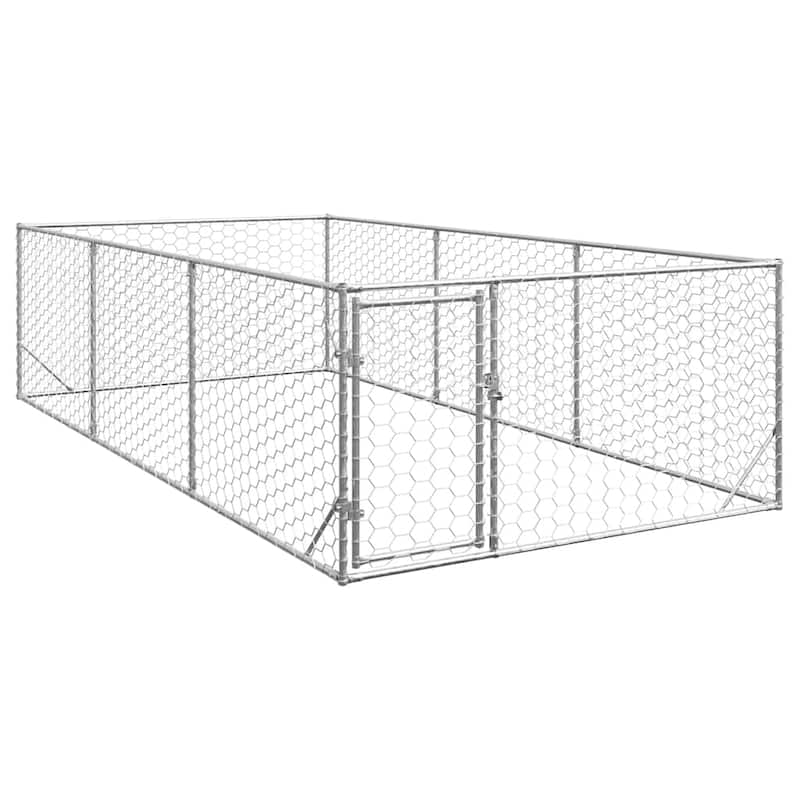 vidaXL Outdoor Dog Kennel Galvanized Tough galvanized steel Large