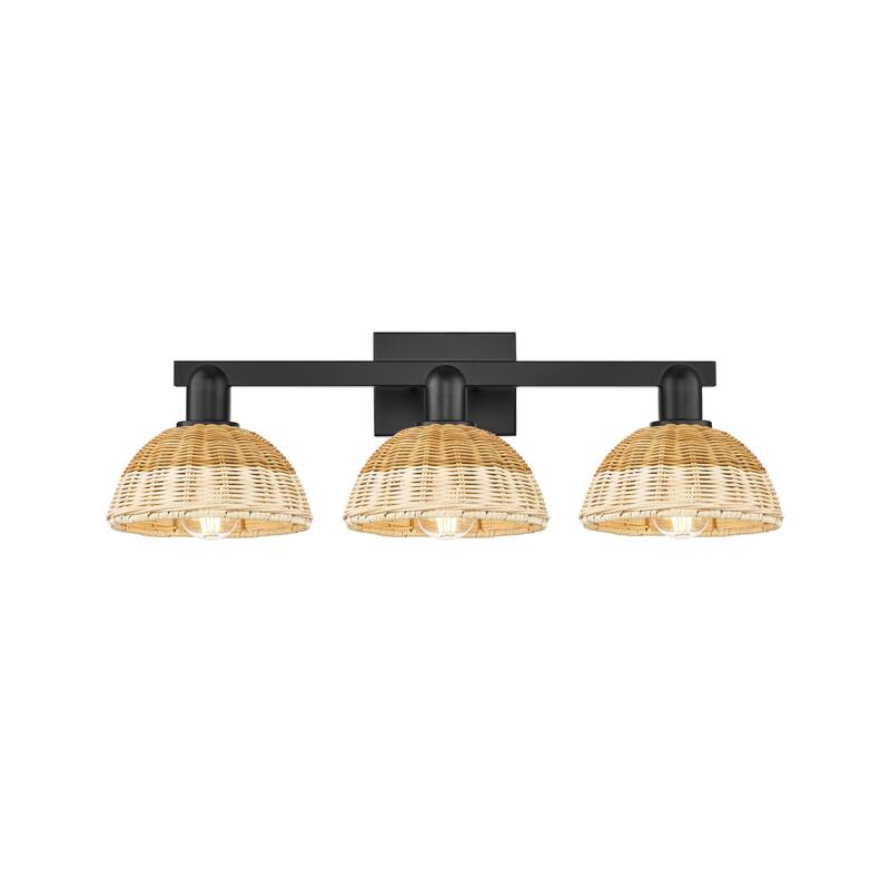 Innovations Lighting Downtown Urban - Natural Ballston Dome - 3 Light 26" Bath Vanity Light with Basketweave Shade