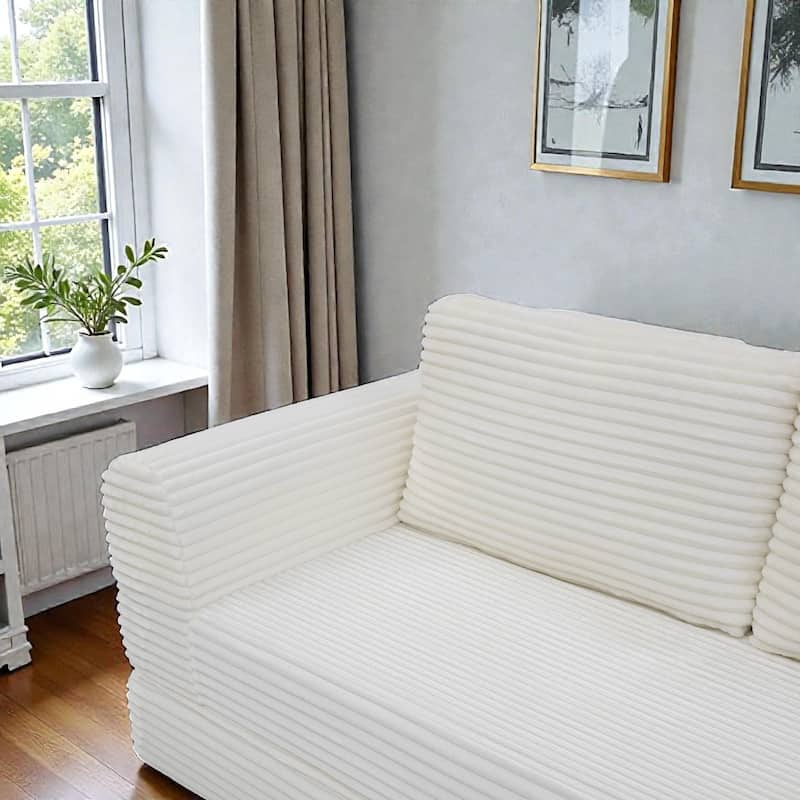 2 in 1 Folding Sofa Bed, Corduroy Convertible Sleeper Couch with Pillows, Boneless Futon Floor Sofa