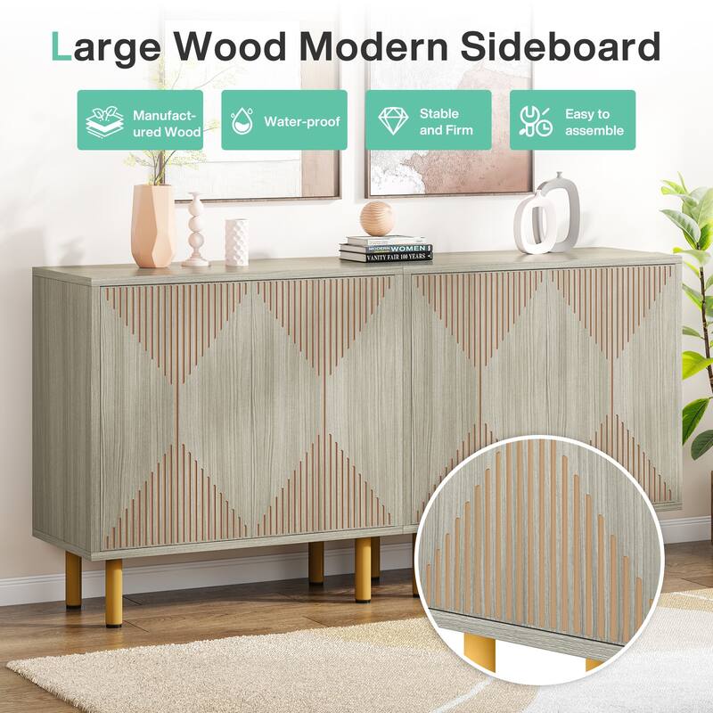 White Sideboard Buffet Set, Modern Sideboard Storage Cabinet with Door