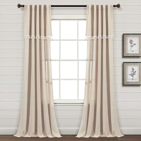 Lush Decor Ivy Tassel Faux Linen Window Curtain Panel Pair - 84" x 52"