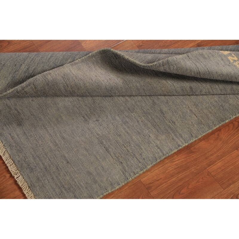 Beige & Gray Gabbeh Modern Rug Handmade Solid Wool Carpet - 2'9" x 4'1"